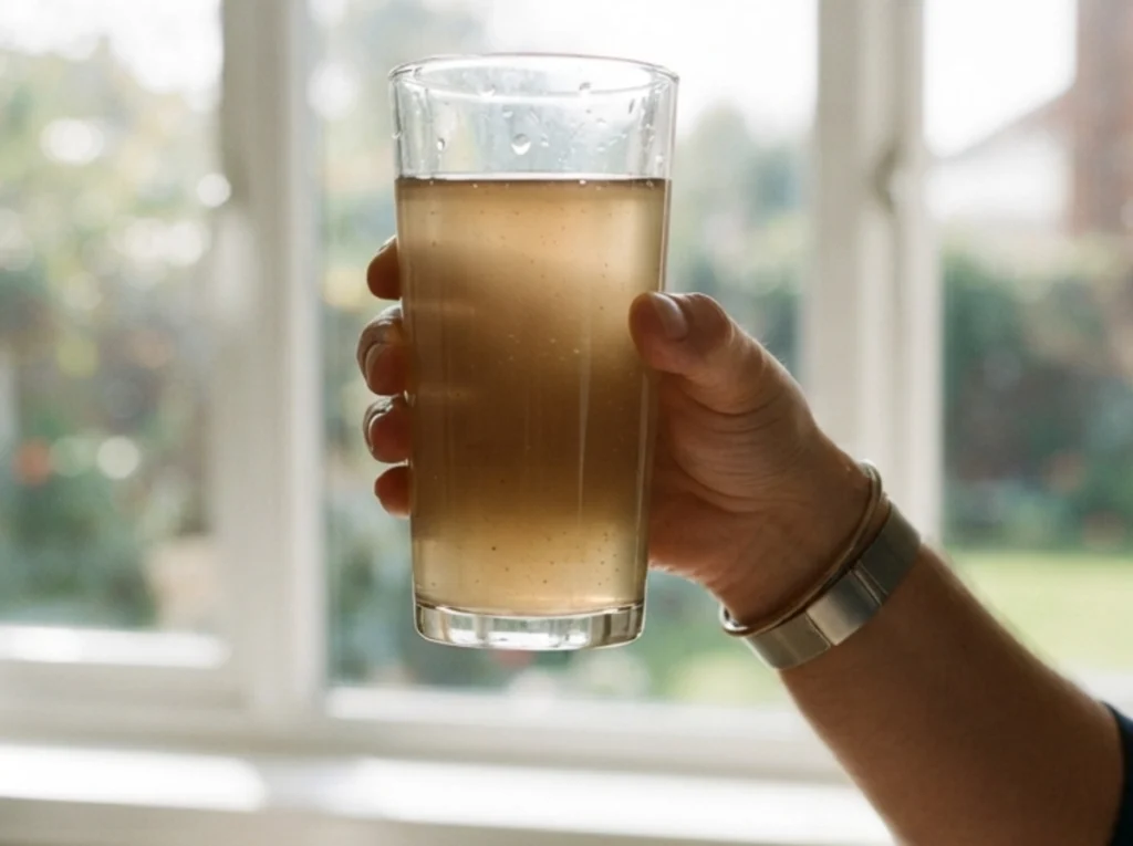 The homeowner looking at her rusty tapwater
